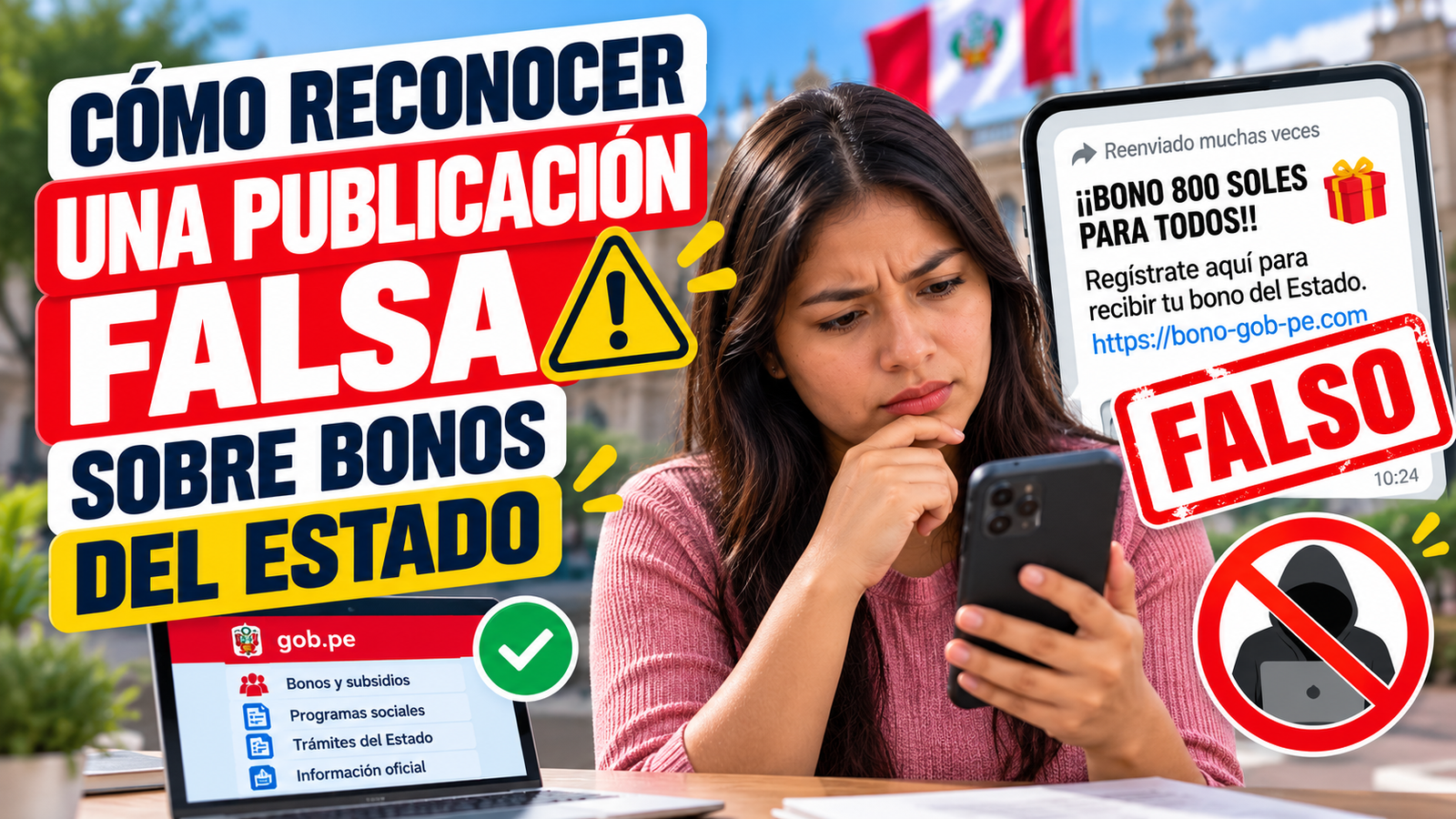 Cómo reconocer una publicación falsa sobre bonos del Estado