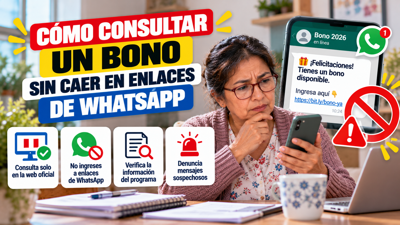 Cómo consultar un bono sin caer en enlaces de WhatsApp