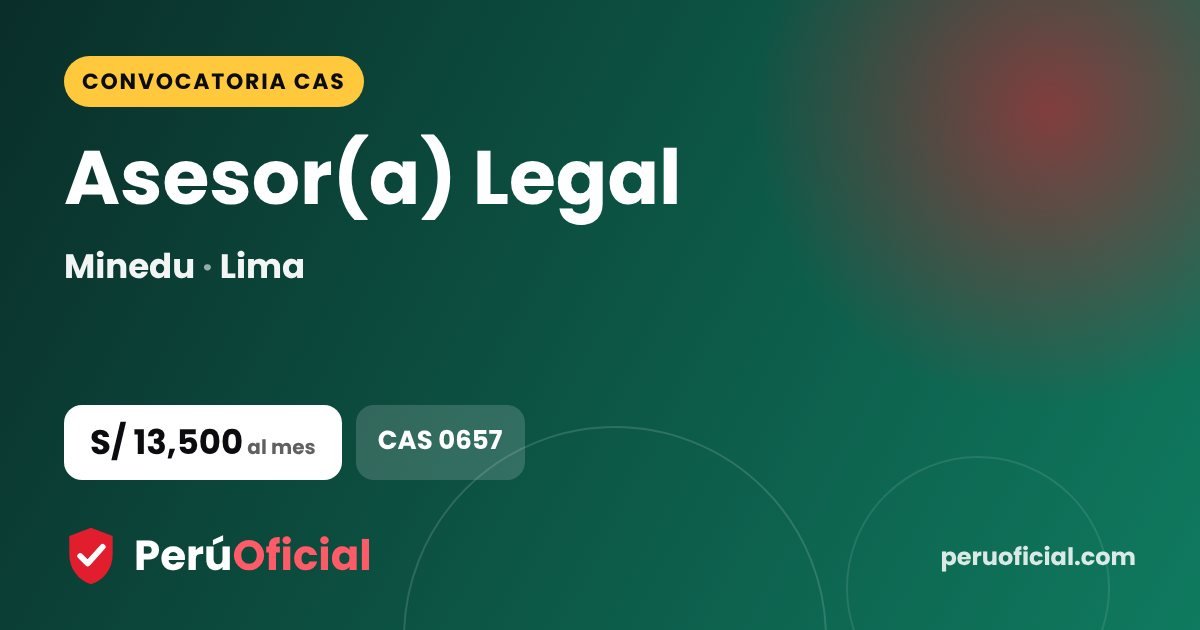Asesor(a) Legal en Minedu, Lima