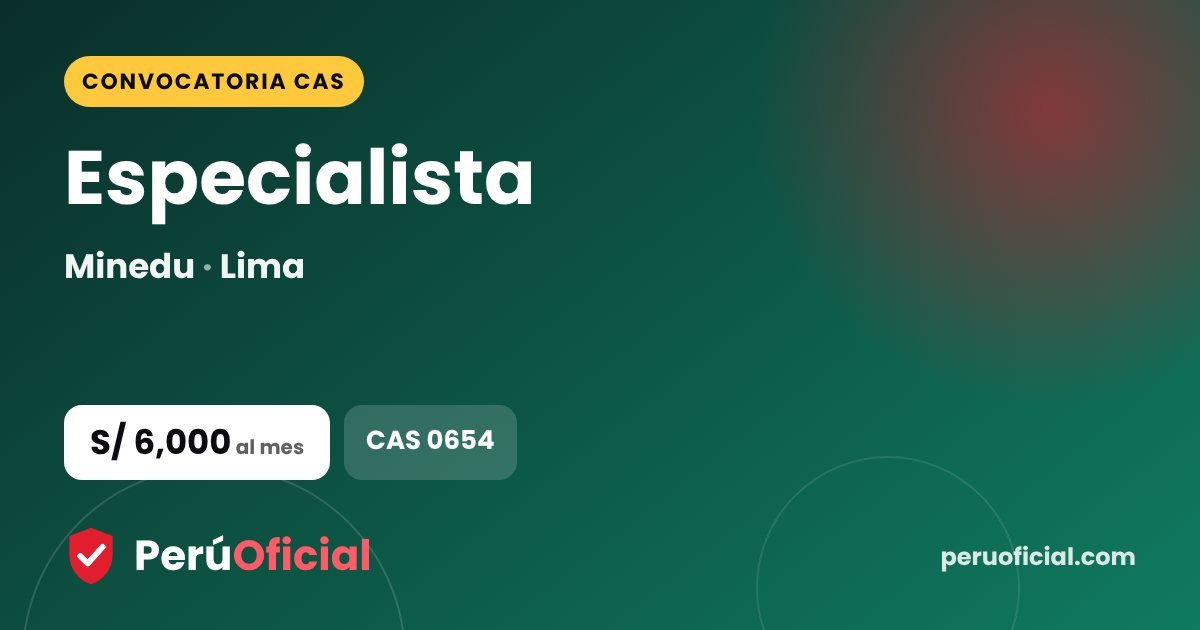 Especialista en Minedu, Lima